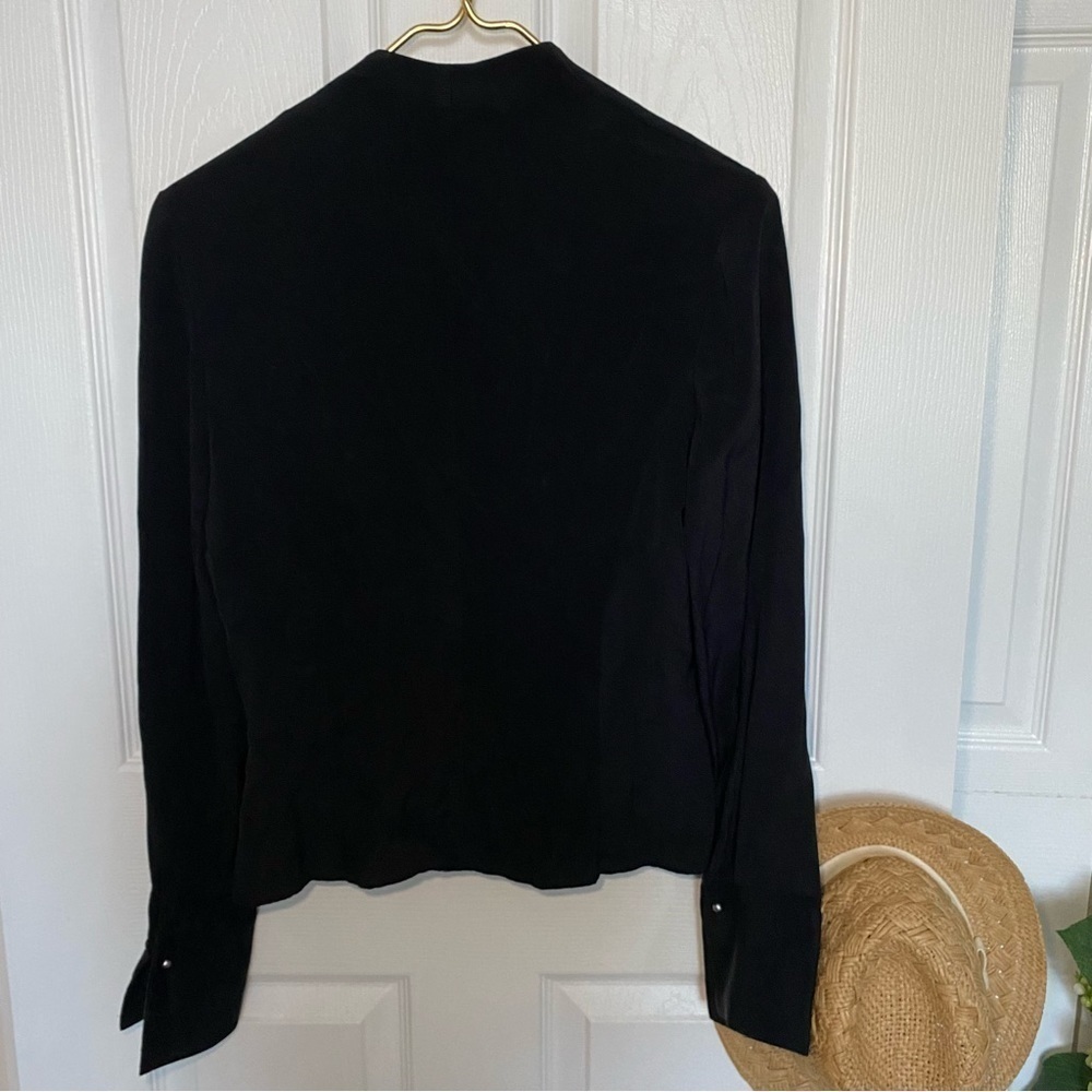Ralph Lauren 100% Silk blouse silver buttons shirt long sleeve v neck size 4 - Picture 3 of 8